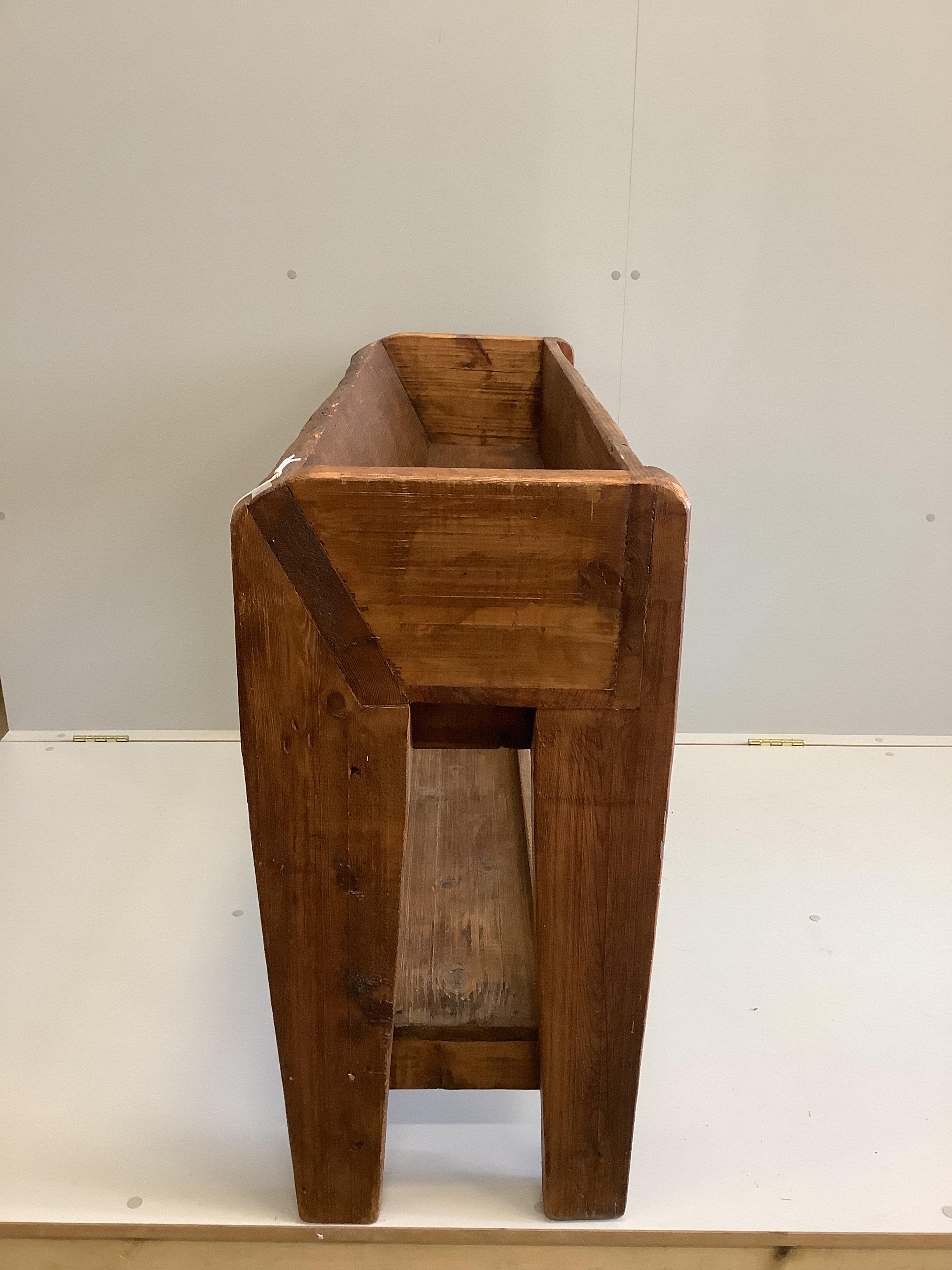 A French provincial pine and fruitwood trough, width 114cm, depth 38cm, height 79cm
